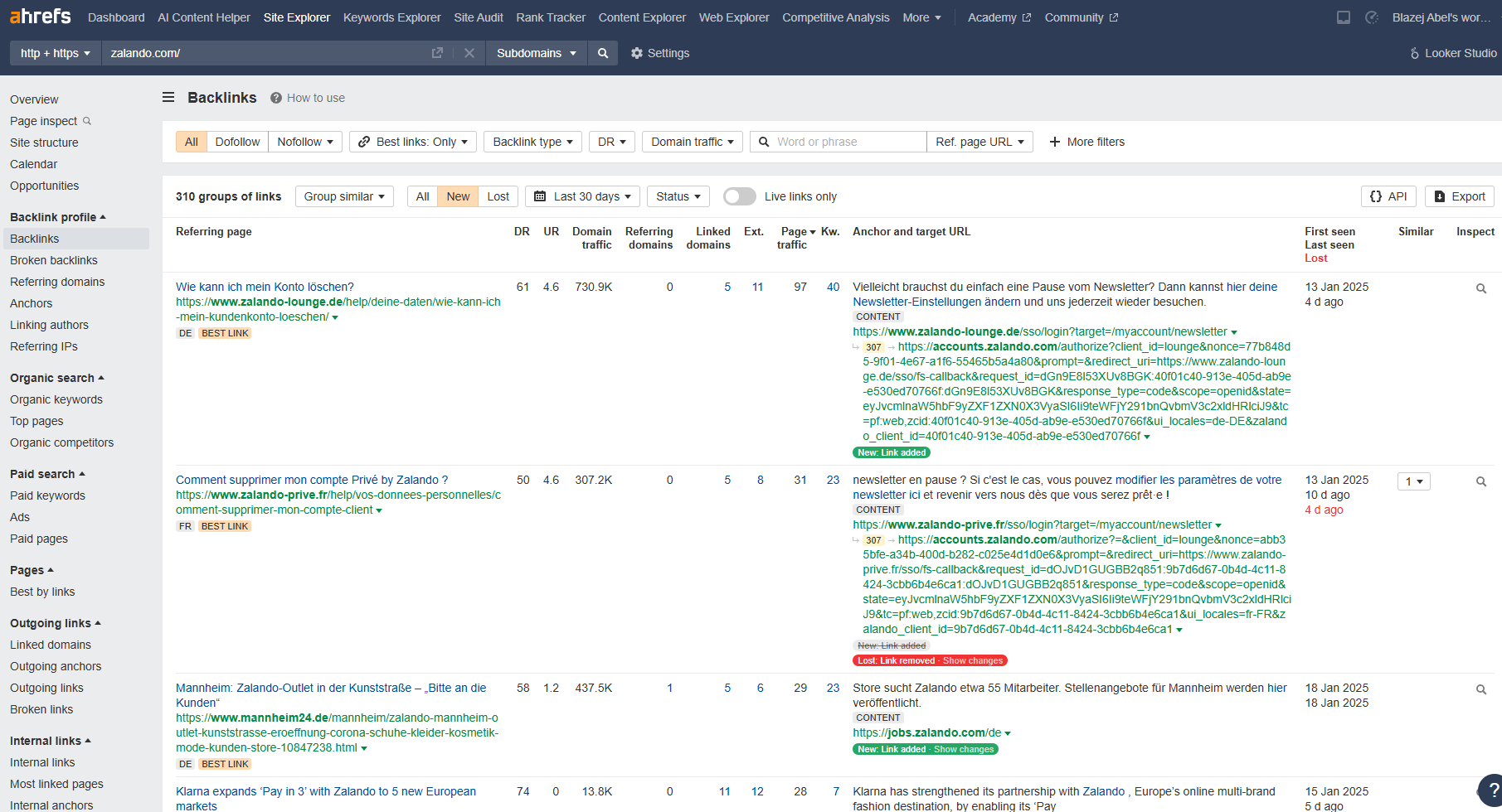 ahrefs - backlinks