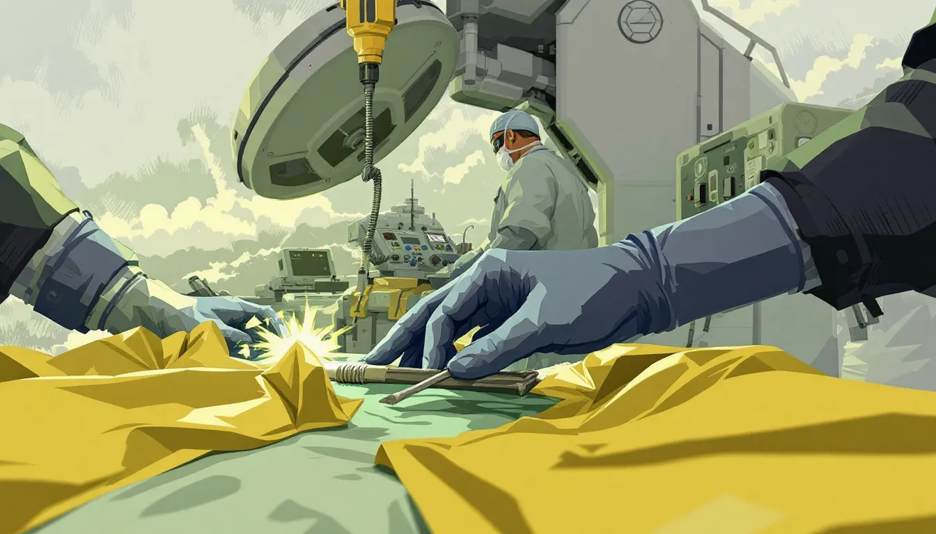 An image showing a surgical procedure related to lumbar spondylosis treatment.