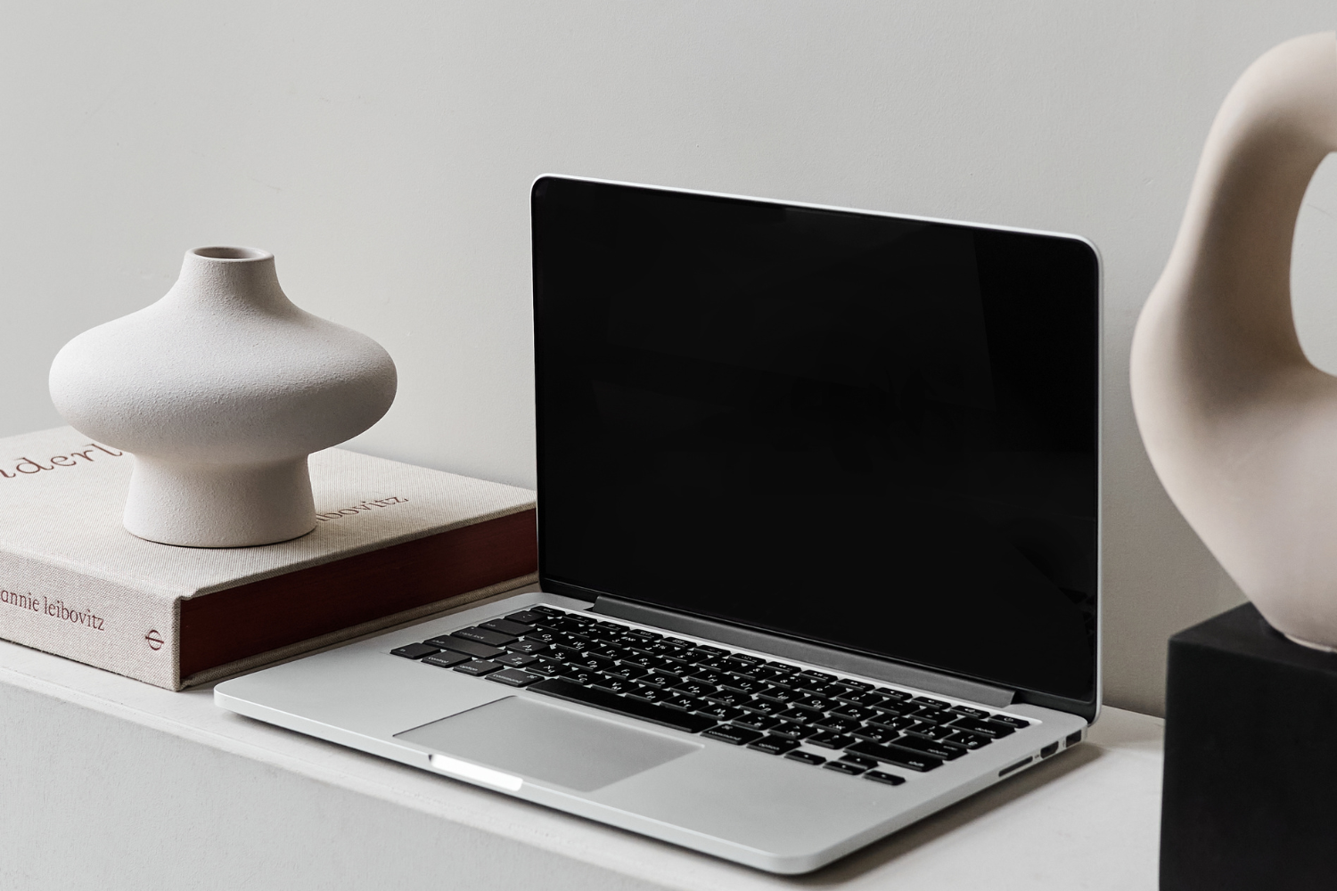 Laptop that's turned off.