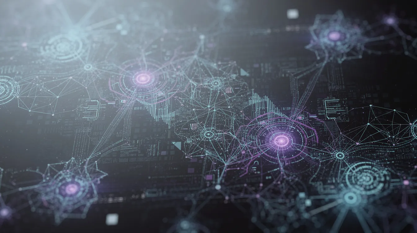 ba0433af 323d 49e5 b70f d0d4ba02686f The image features an abstract visualization of artificial intelligence, showcasing intricate neural network patterns with interconnected nodes, symbolizing the complexity and potential of online business ideas. This representation emphasizes the importance of digital marketing and analytics tools in creating a successful online business model.