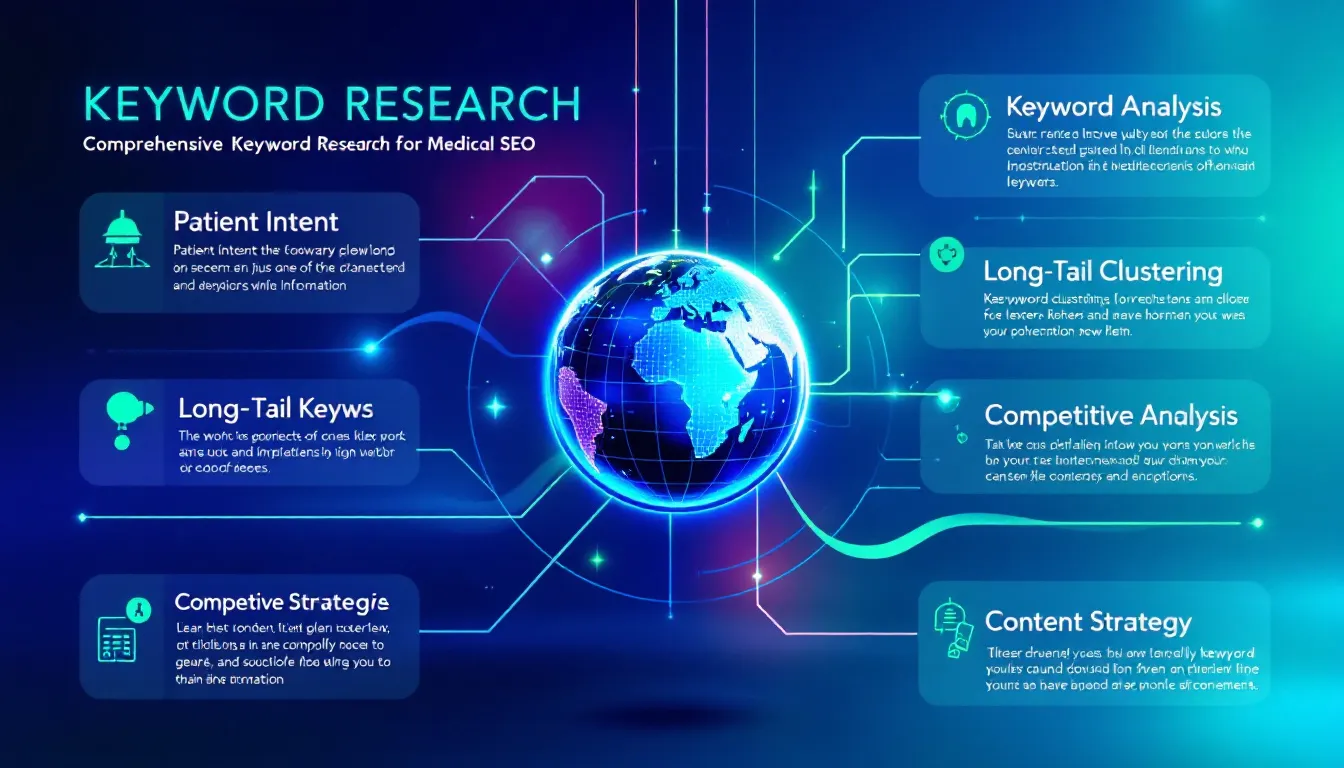 A visual representation of comprehensive keyword research for medical SEO.