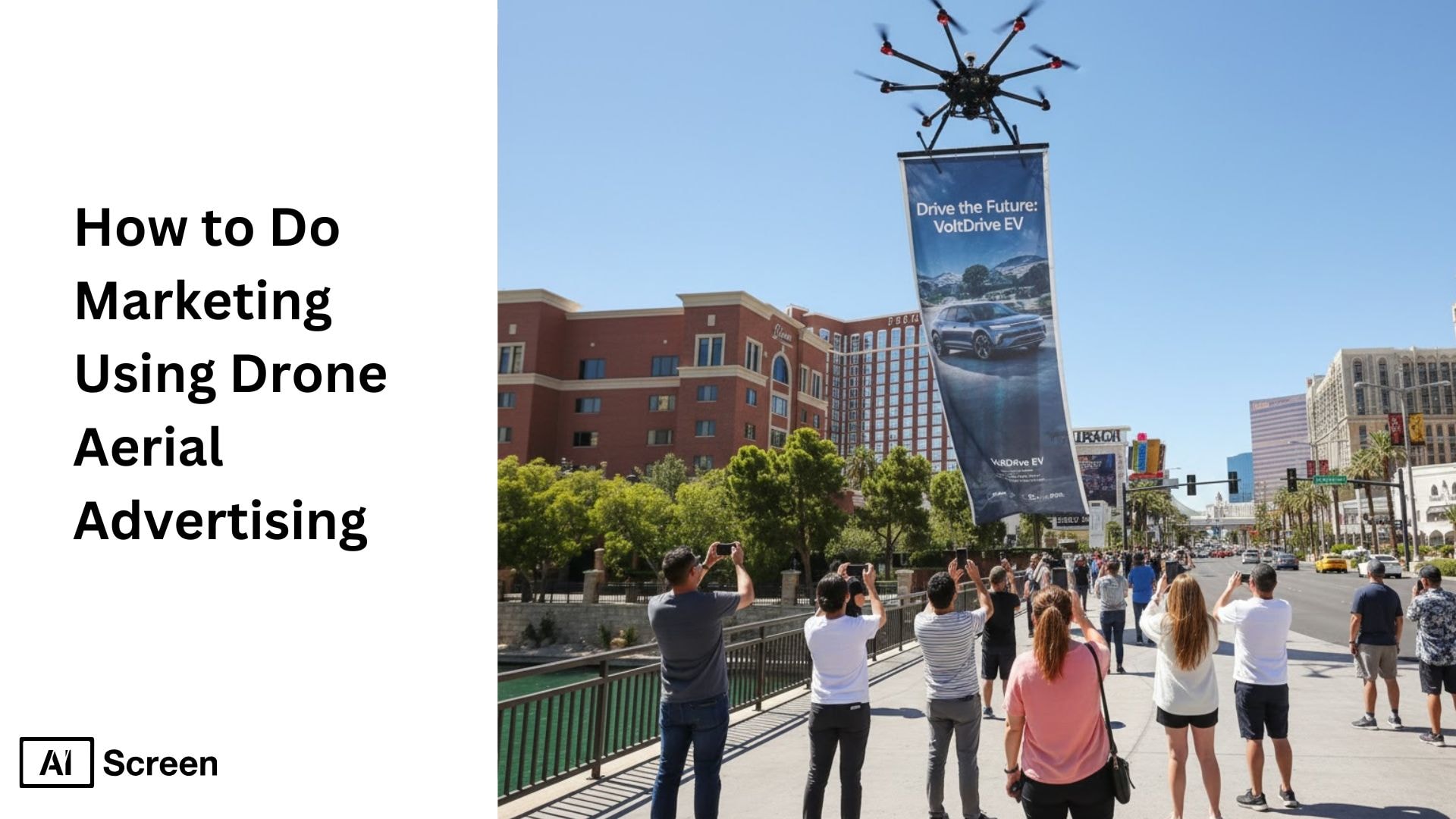 drone displaying aerial advertising banner