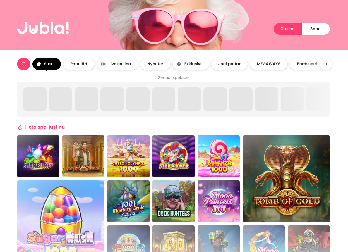 Jubla casino spelutbud