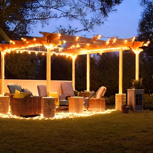 lights over outdoor pergola