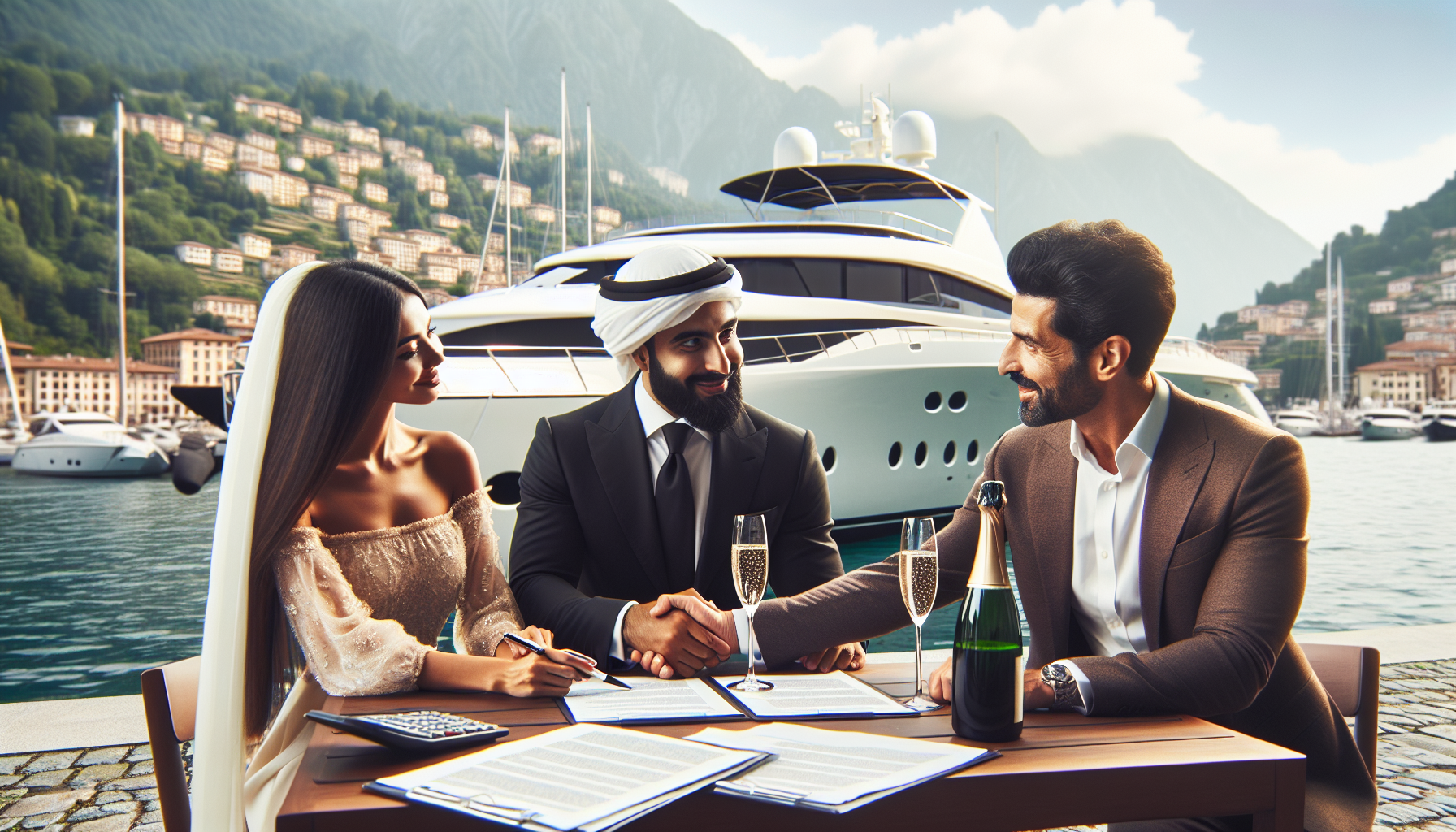 Yacht purchase process with paperwork and negotiation