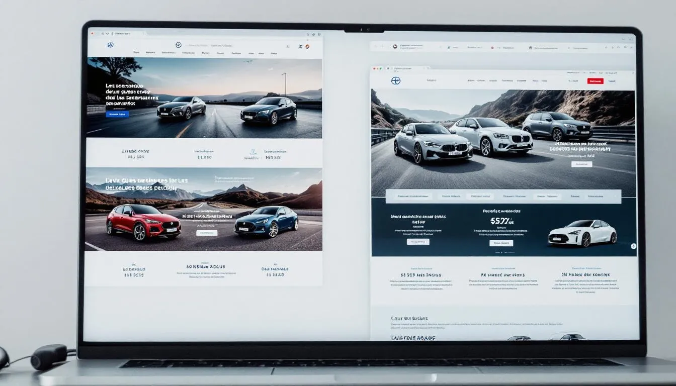 <alt text> Een computer scherm toont verschillende Franse auto websites, waar gebruikers informatie kunnen vinden over het importeren van auto's, inclusief details over buitenlandse kentekenplaten en de benodigde documenten voor het auto importeren uit Frankrijk. </alt text>