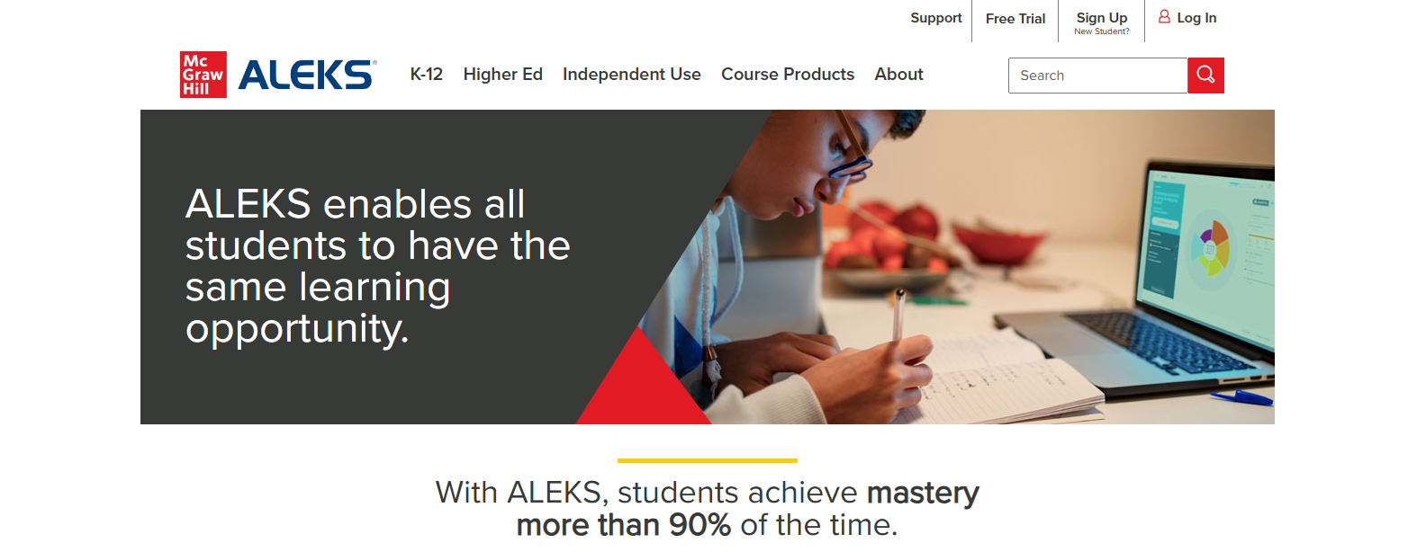 ALEKS adaptive learning platform helping students achieve mastery through personalized learning paths, knowledge assessment, and AI-powered academic support.