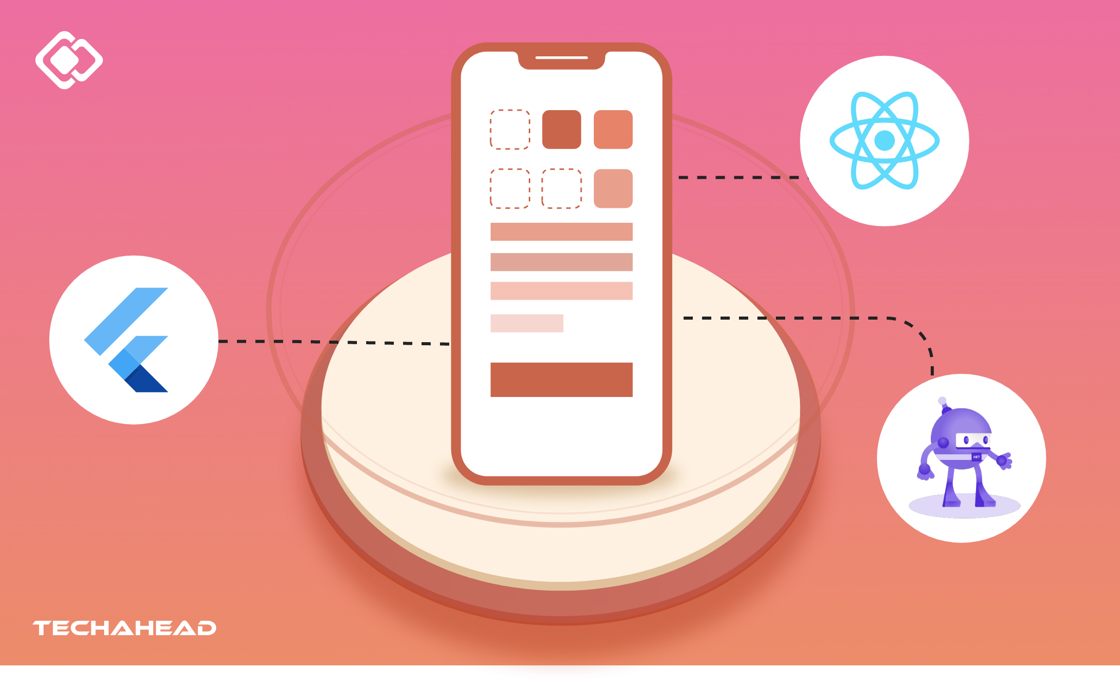 Illustration of React Native and Flutter logos