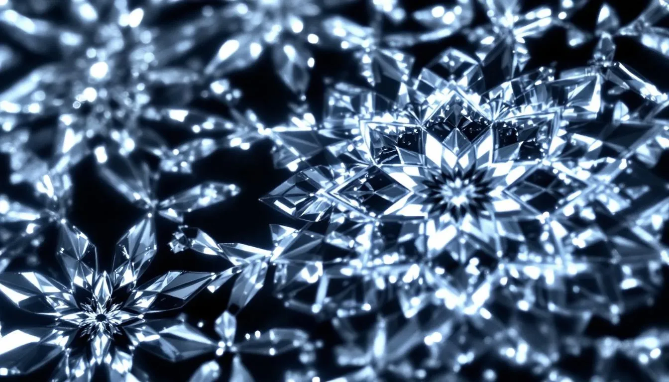 A imagem apresenta detalhes intrincados de cristais egípcios dispostos em padrões geométricos islâmicos, refletindo a beleza e a complexidade da arte árabe. Esses cristais, com suas cores vibrantes, evocam a rica história e a cultura das mesquitas, como a icônica mesquita de Santo Amaro em São Paulo.