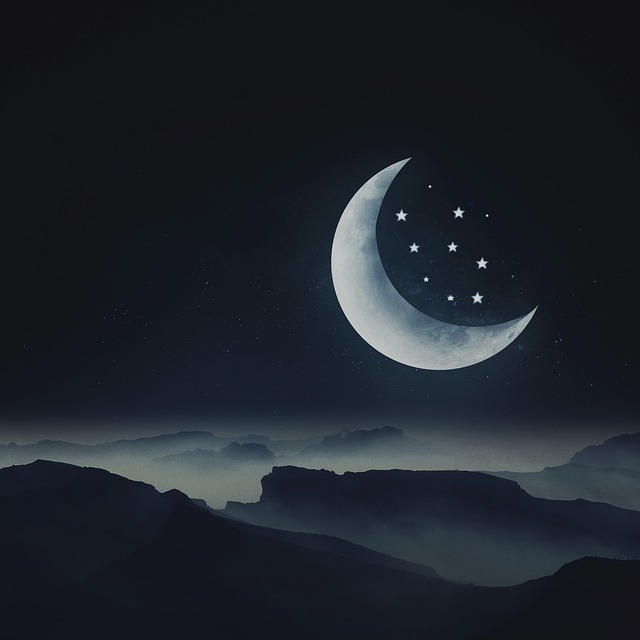 moon, stars, night