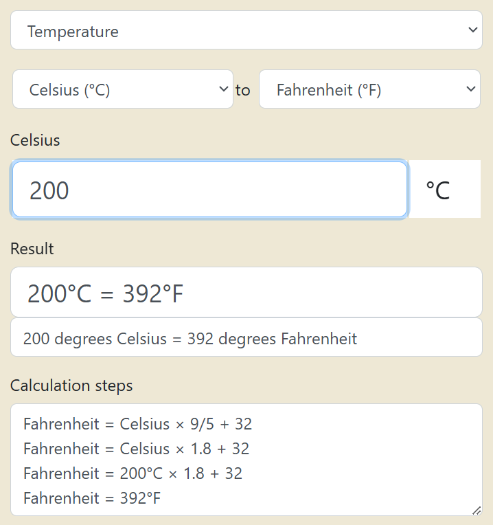 200 Celsius To Fahrenheit Converter