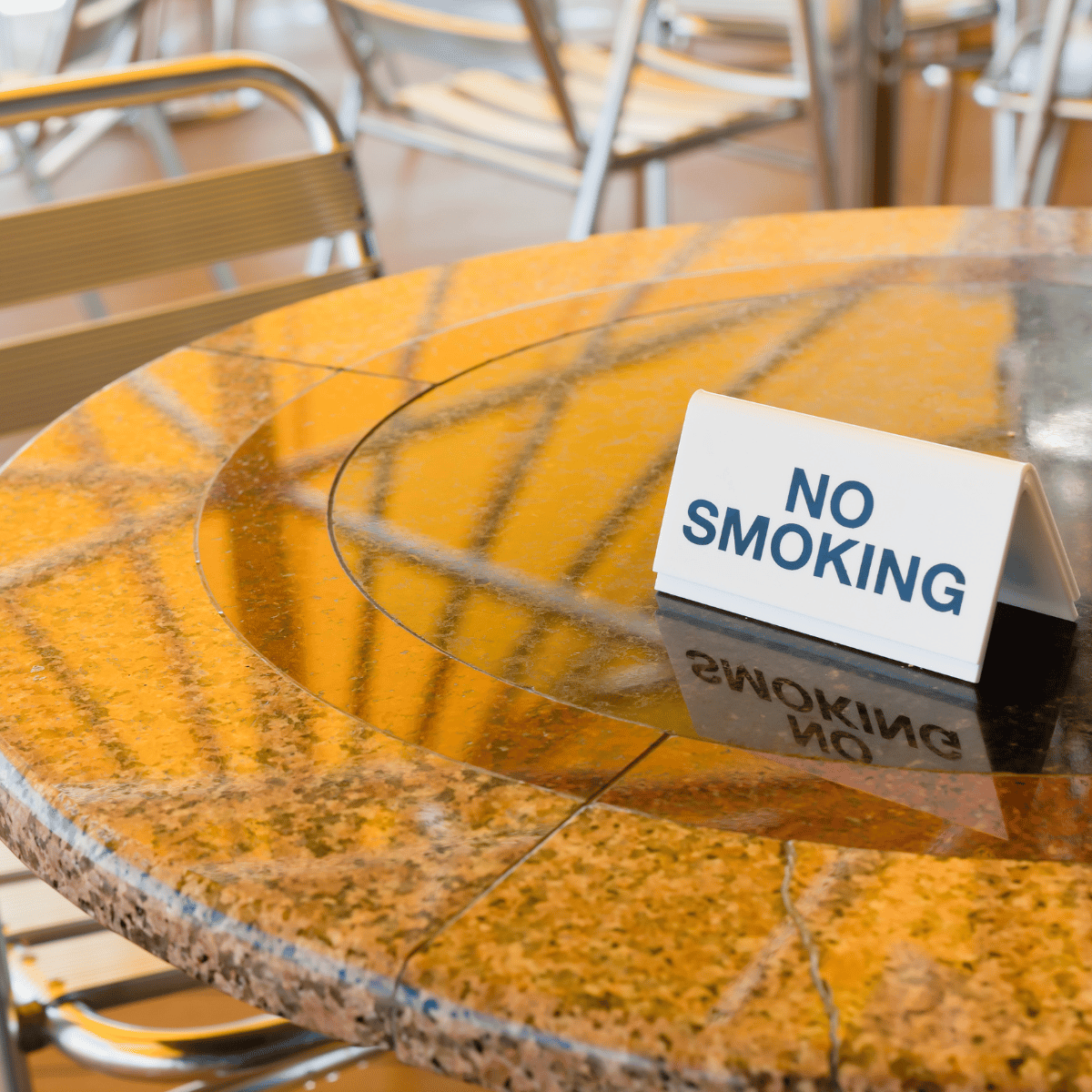 No smoking sign on a table