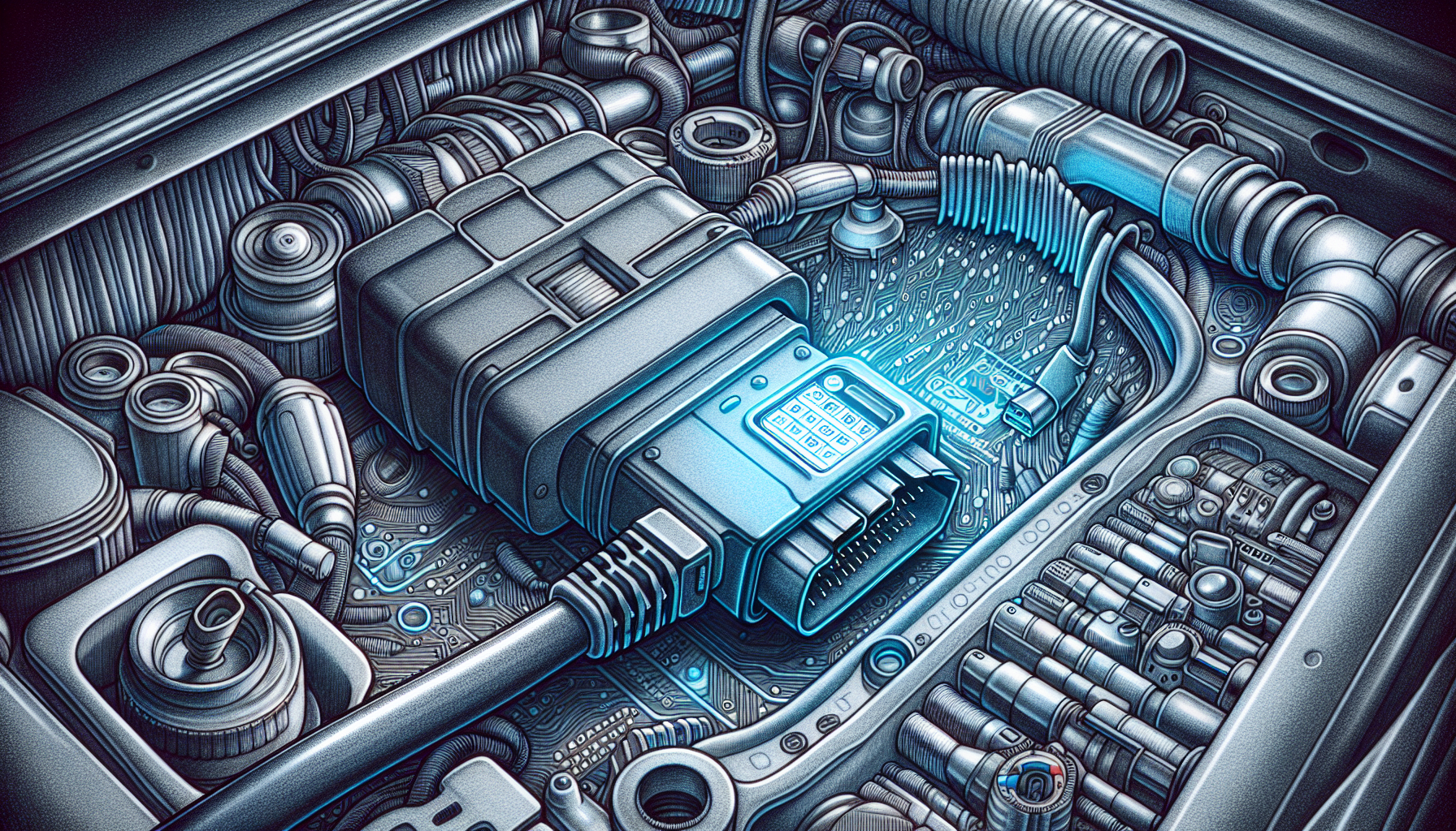 Illustration of OBD II port with diagnostic connector