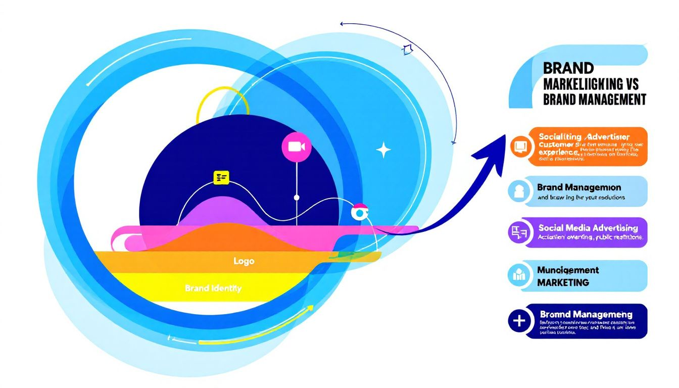 A diagram showing the key differences between marketing and brand management.