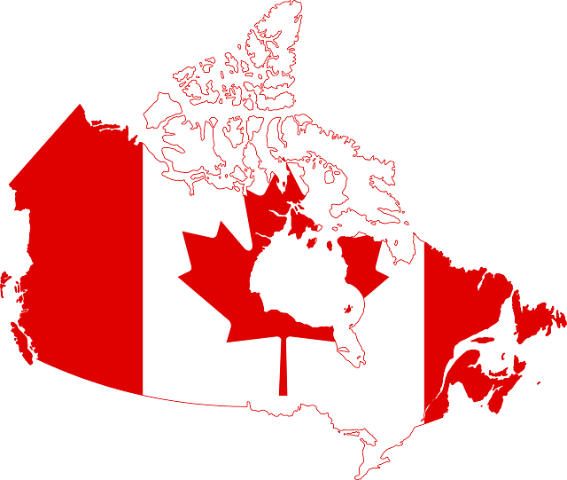 canada, flag, map