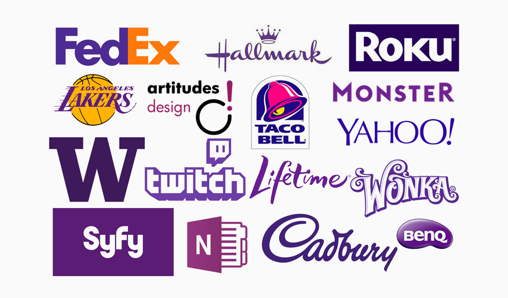 Highly popular brands with purple logos. 