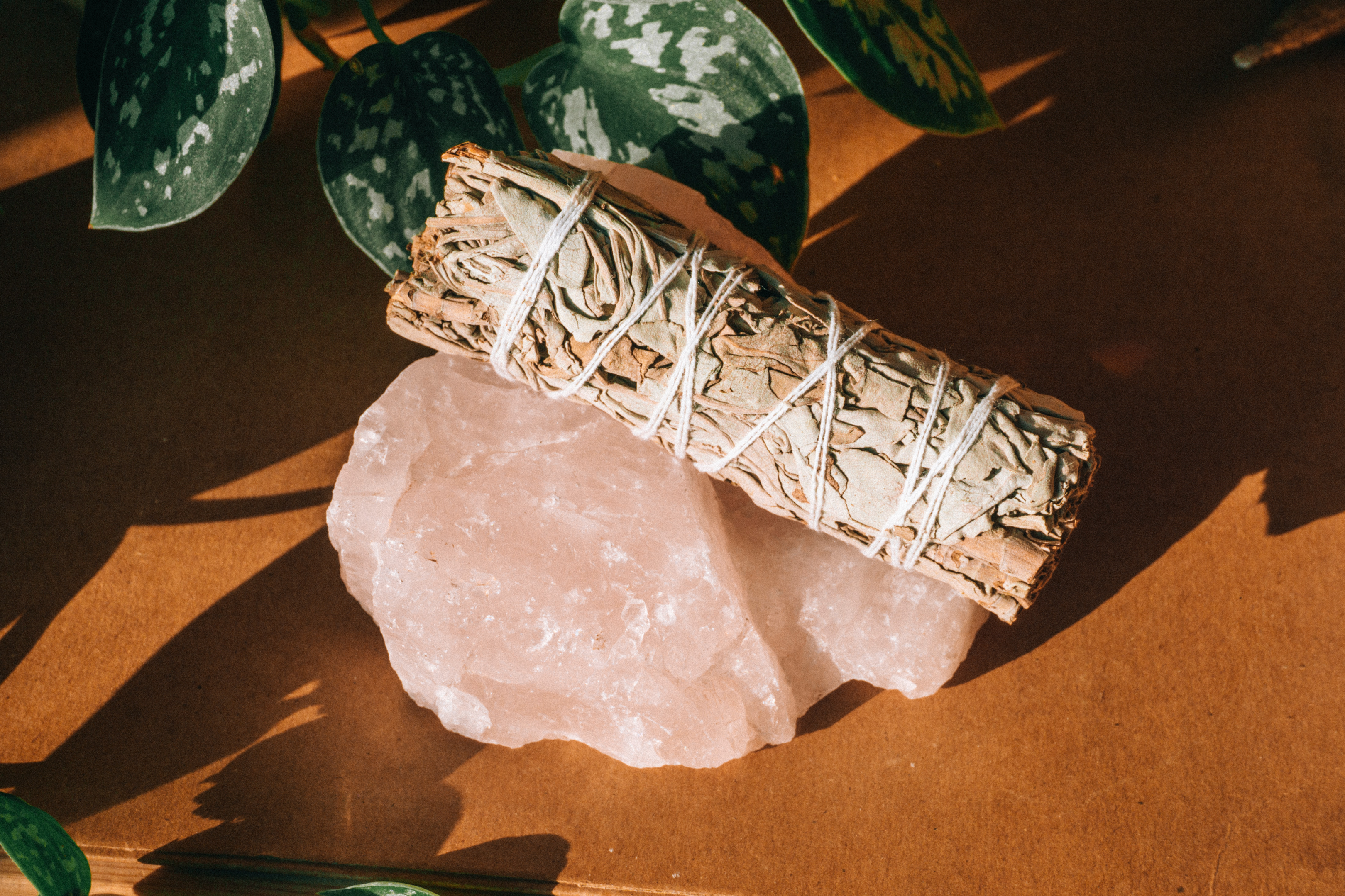 Rose Quartz being used for self love ritual 