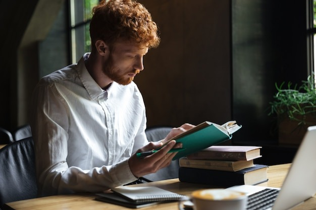 a man studying.