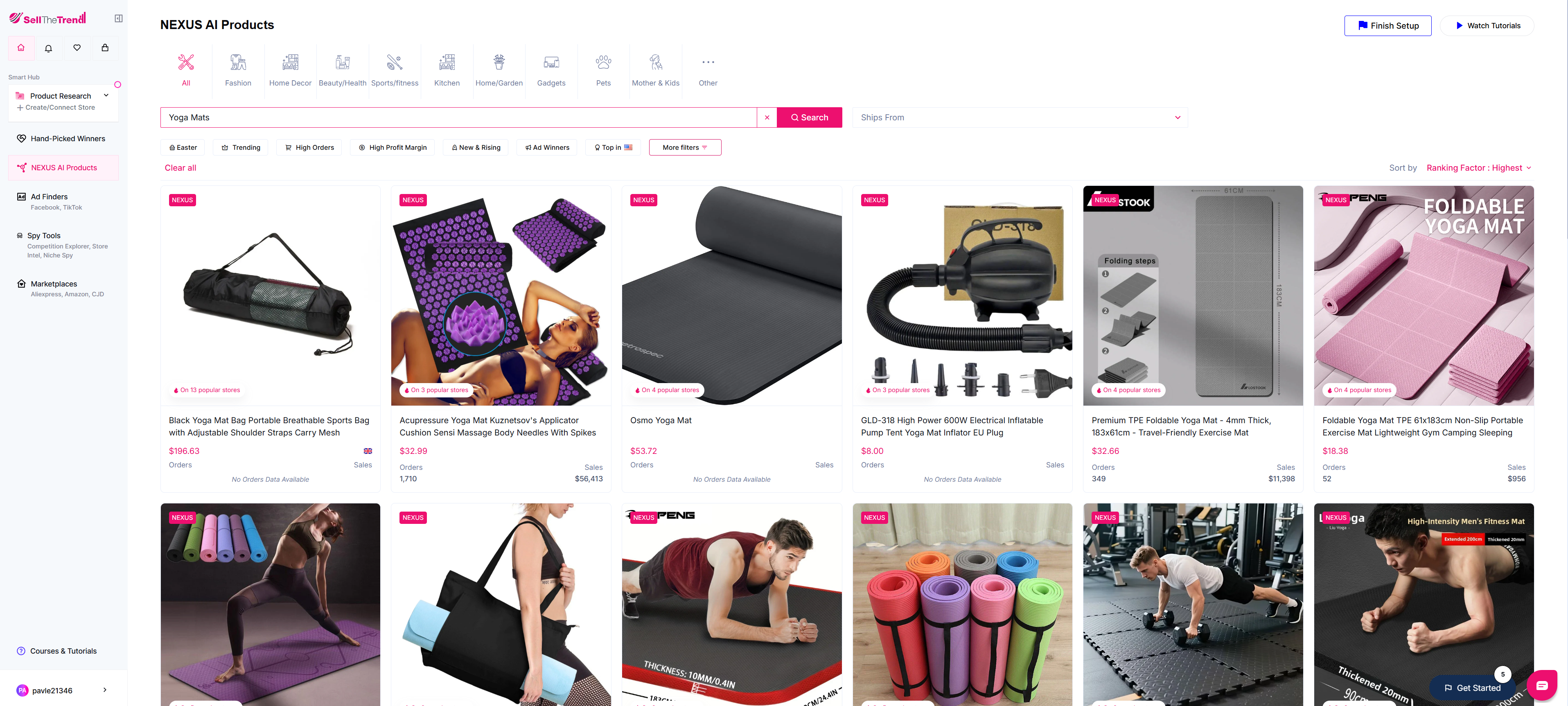 using sell the trend to find biodegradable yoga mats
