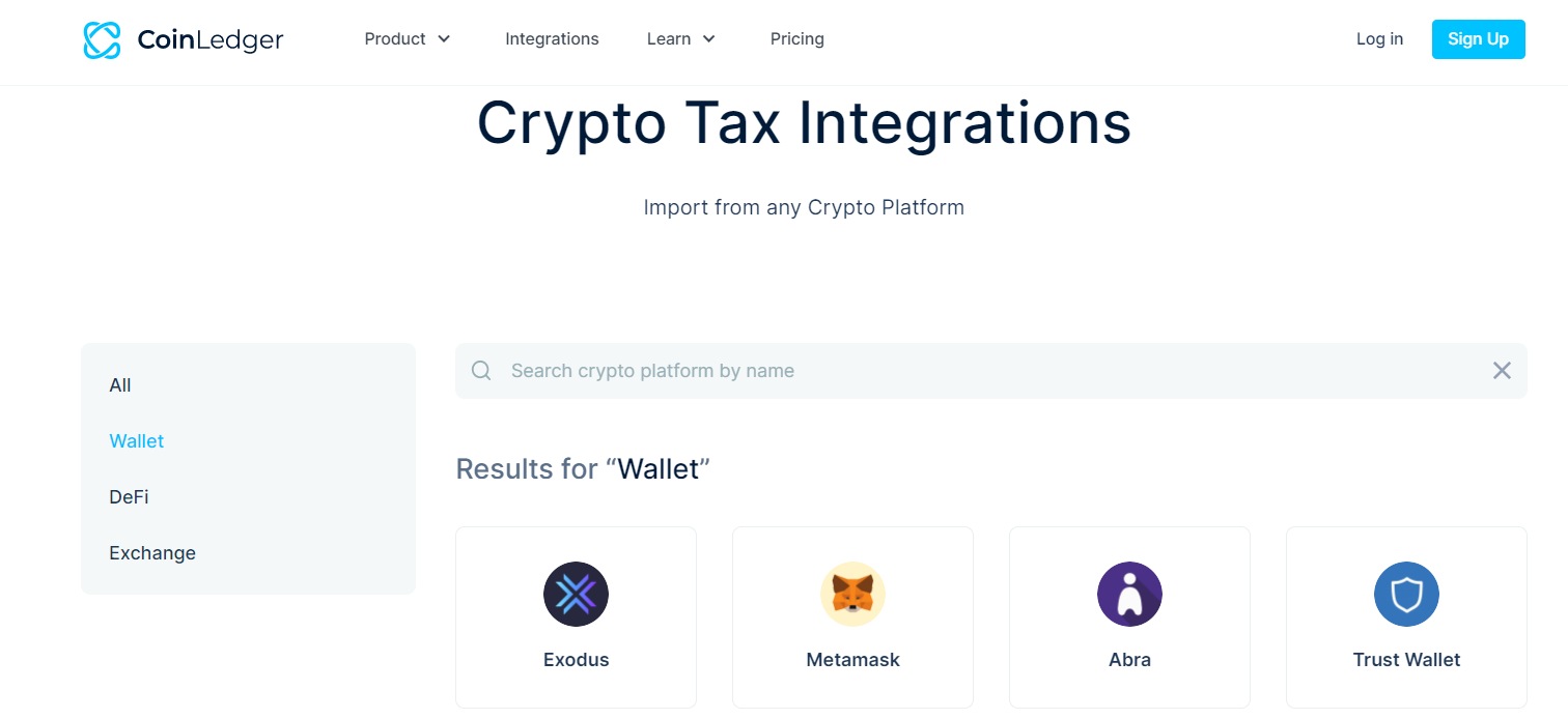 Coinledger Wallet integration 