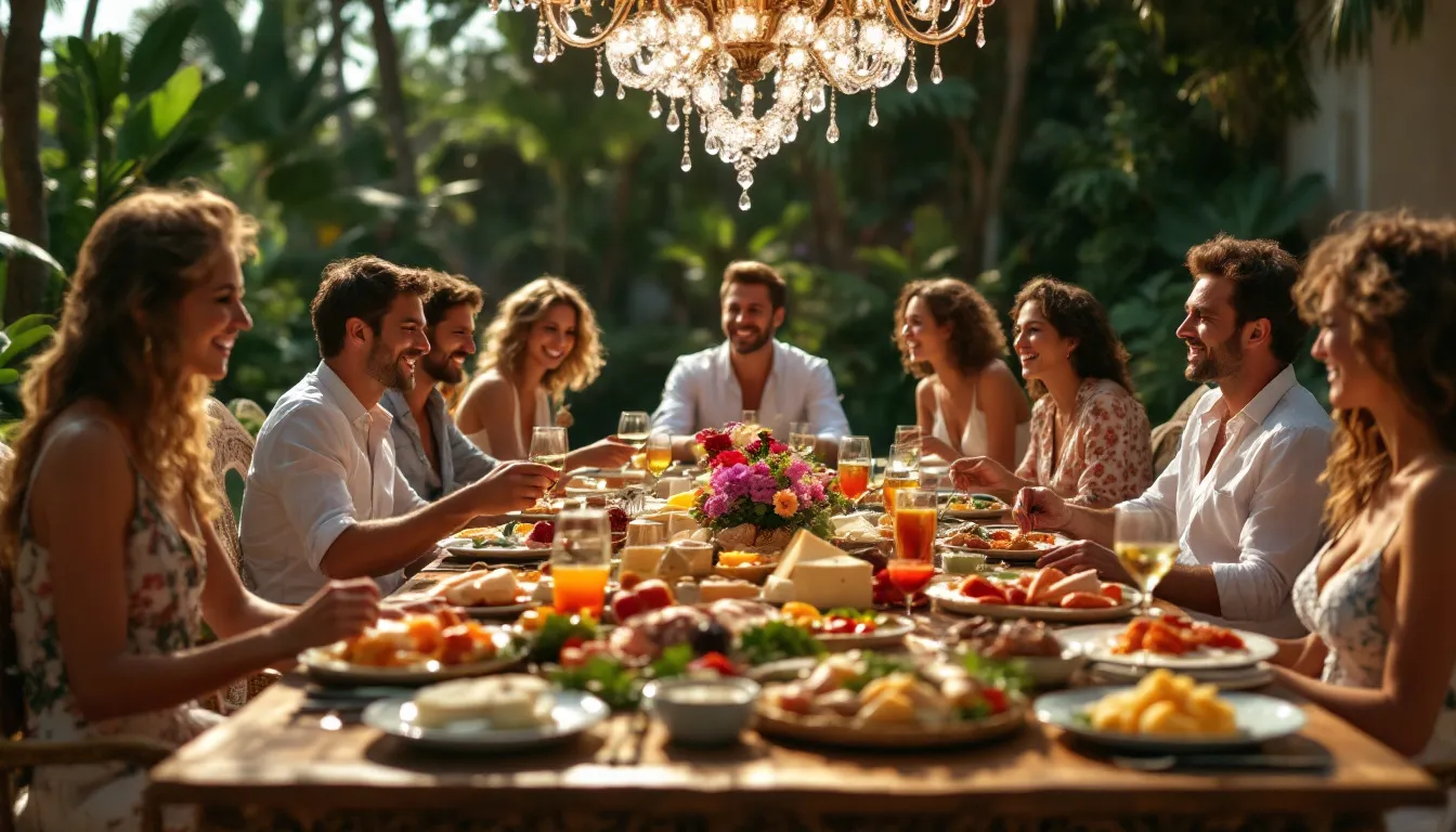 A diverse group of luxury travelers enjoying a high-end experience, illustrating who luxury travelers are.