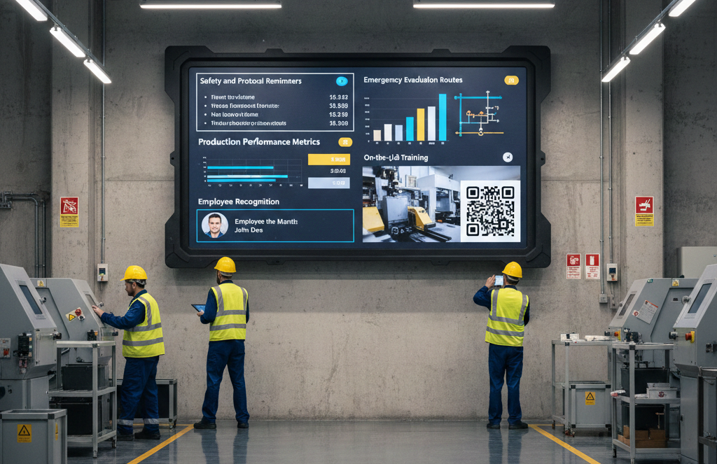 digital information boards for factories and industrial environments