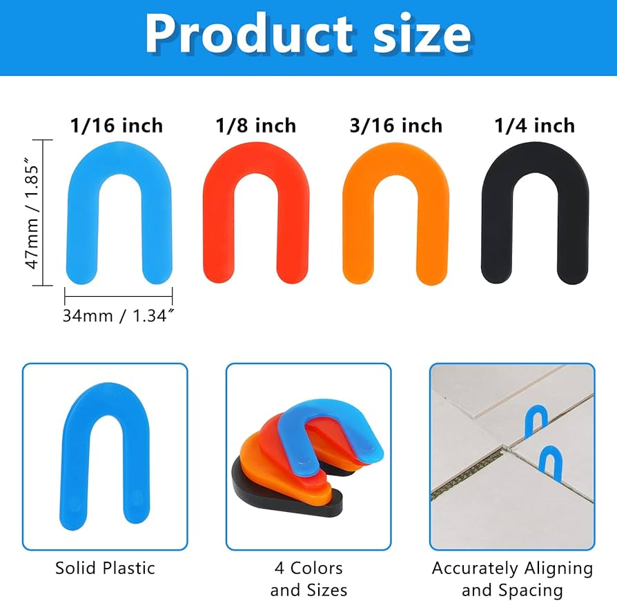 Color-coded plastic shims for easy identification