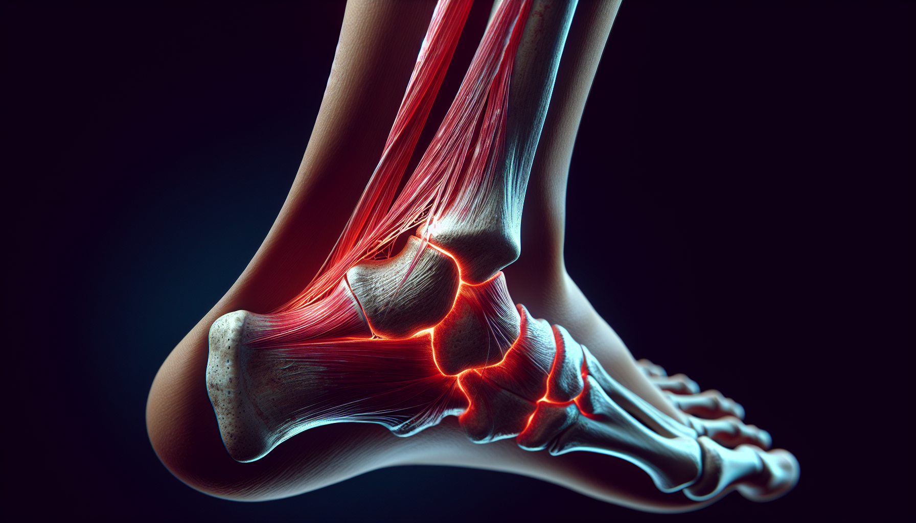 Achilles tendon with a visible damage