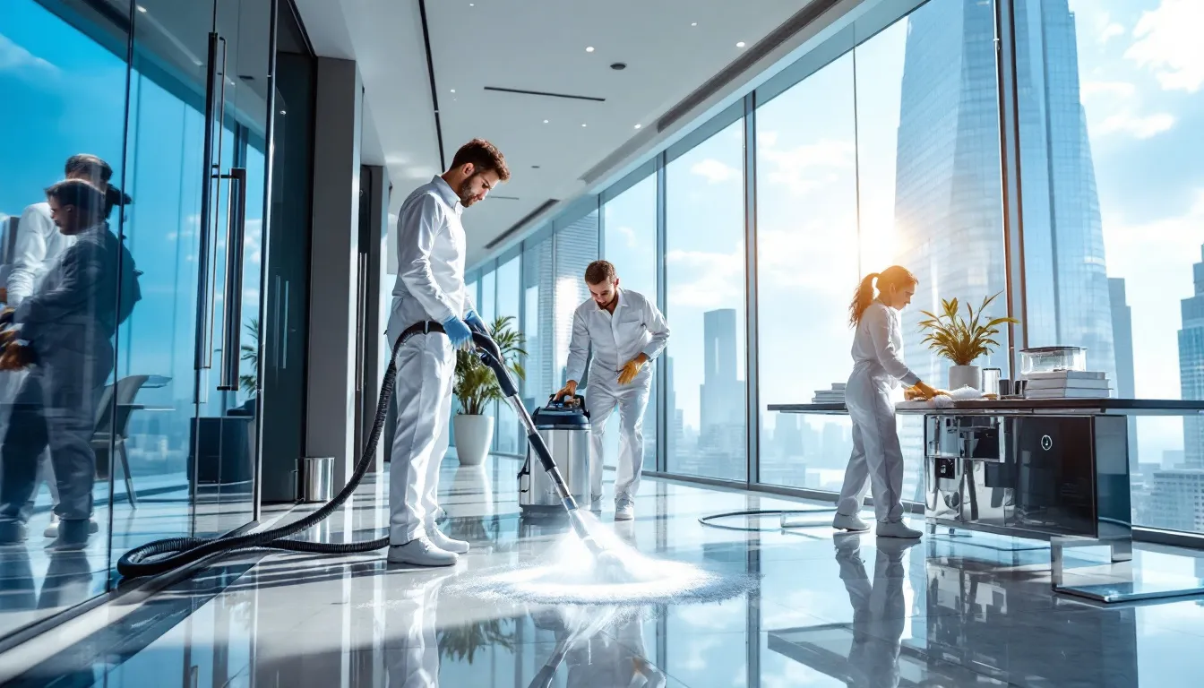 Office deep cleaning services in action.