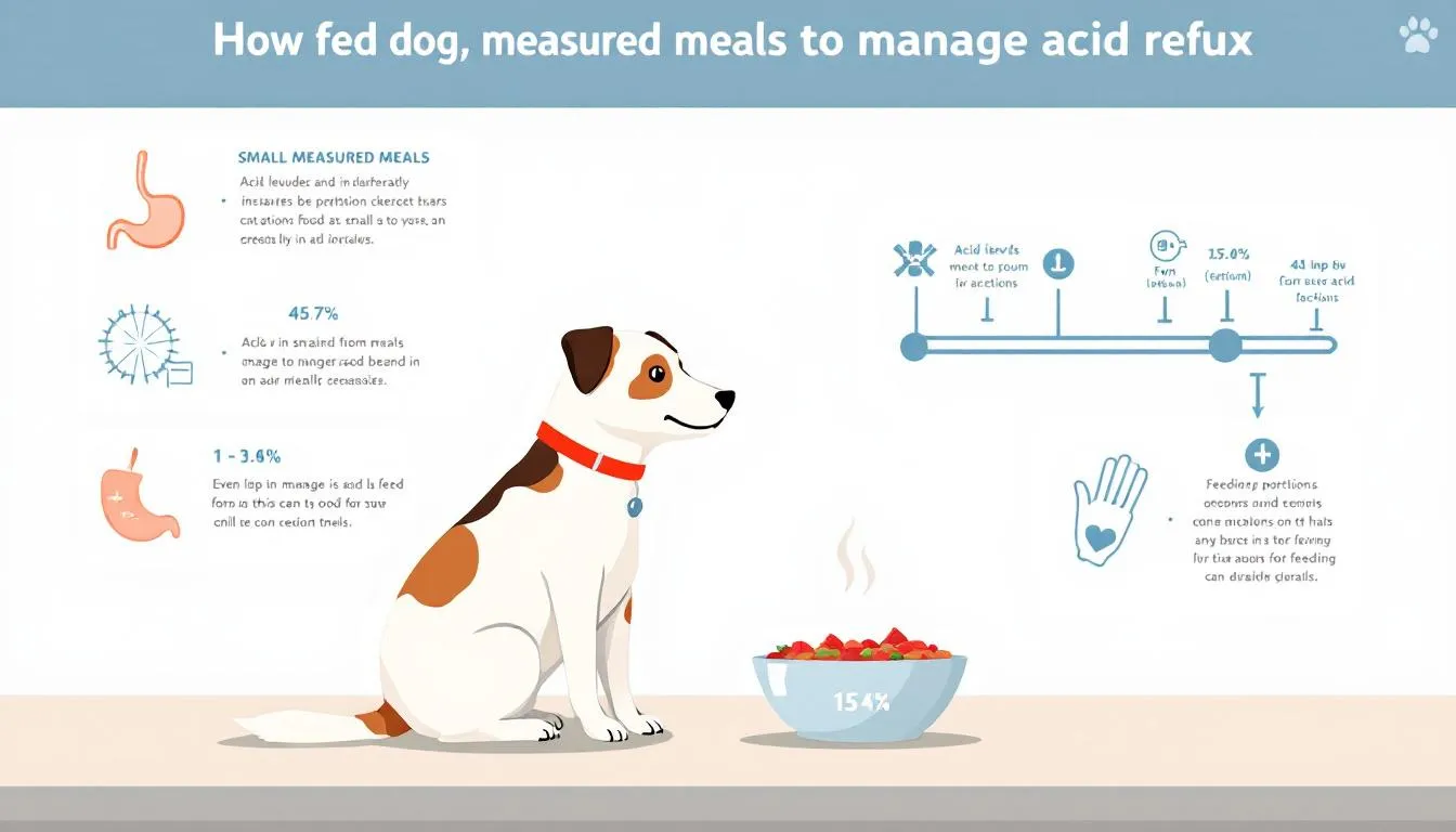 A dog being fed smaller meals to manage acid reflux.