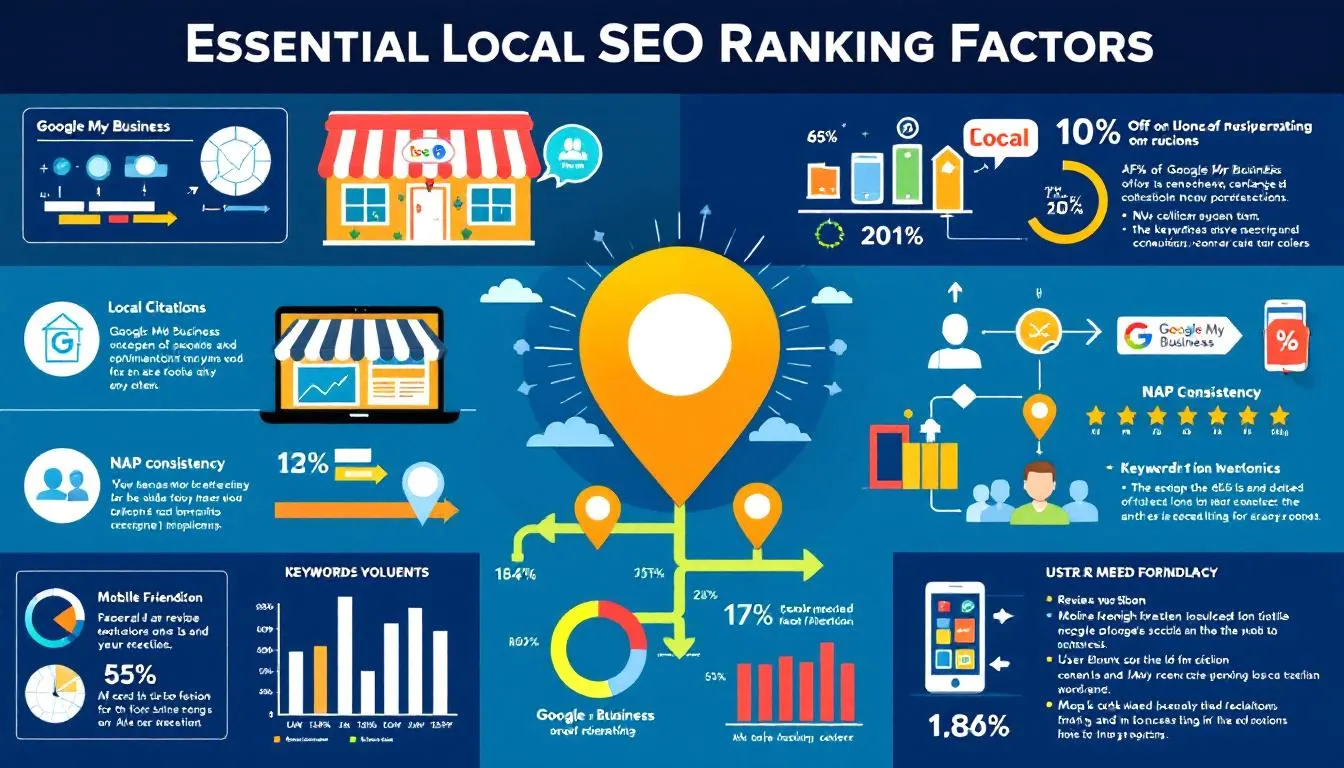 An infographic showing essential local SEO ranking factors.