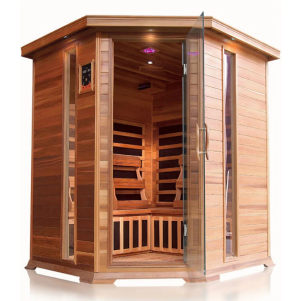 Image of the Sunray Bristol Bay corner infrared sauna from Airpuria, offered with free shipping.