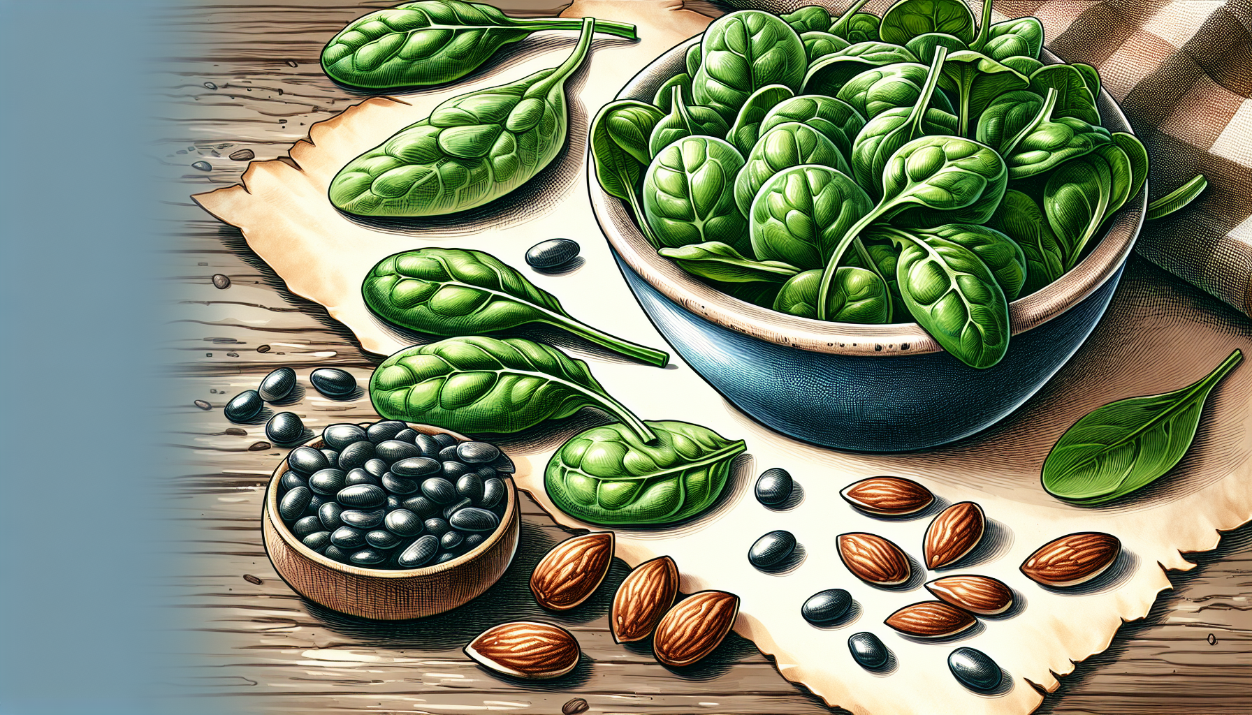 Magnesium-rich foods such as spinach, almonds, and black beans