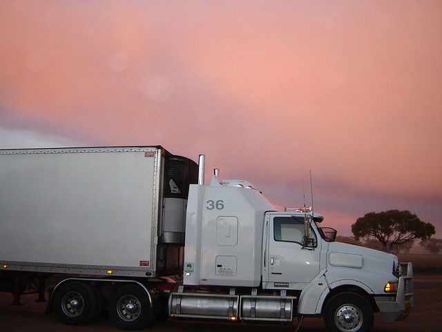 truck, lorry, sunset