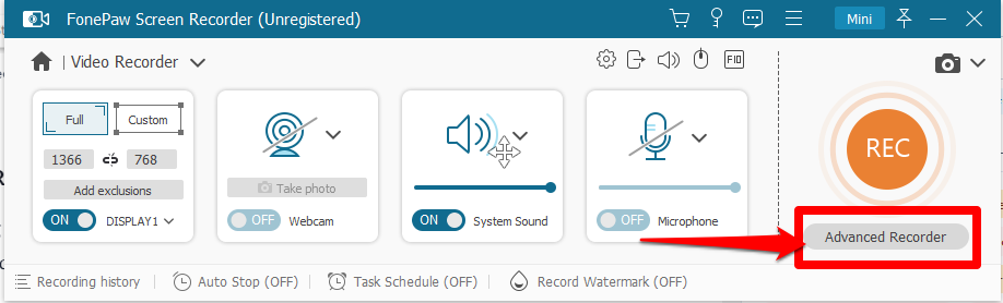 The advanced recorder app on thr FonePaw app