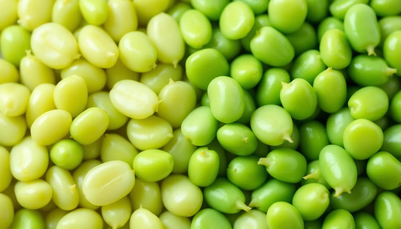 A close-up view of cooked lima beans reveals their soft, tender texture, placed next to raw lima beans for comparison, highlighting the differences in appearance and preparation. This image illustrates the potential health benefits of beans, which can be included in a dog