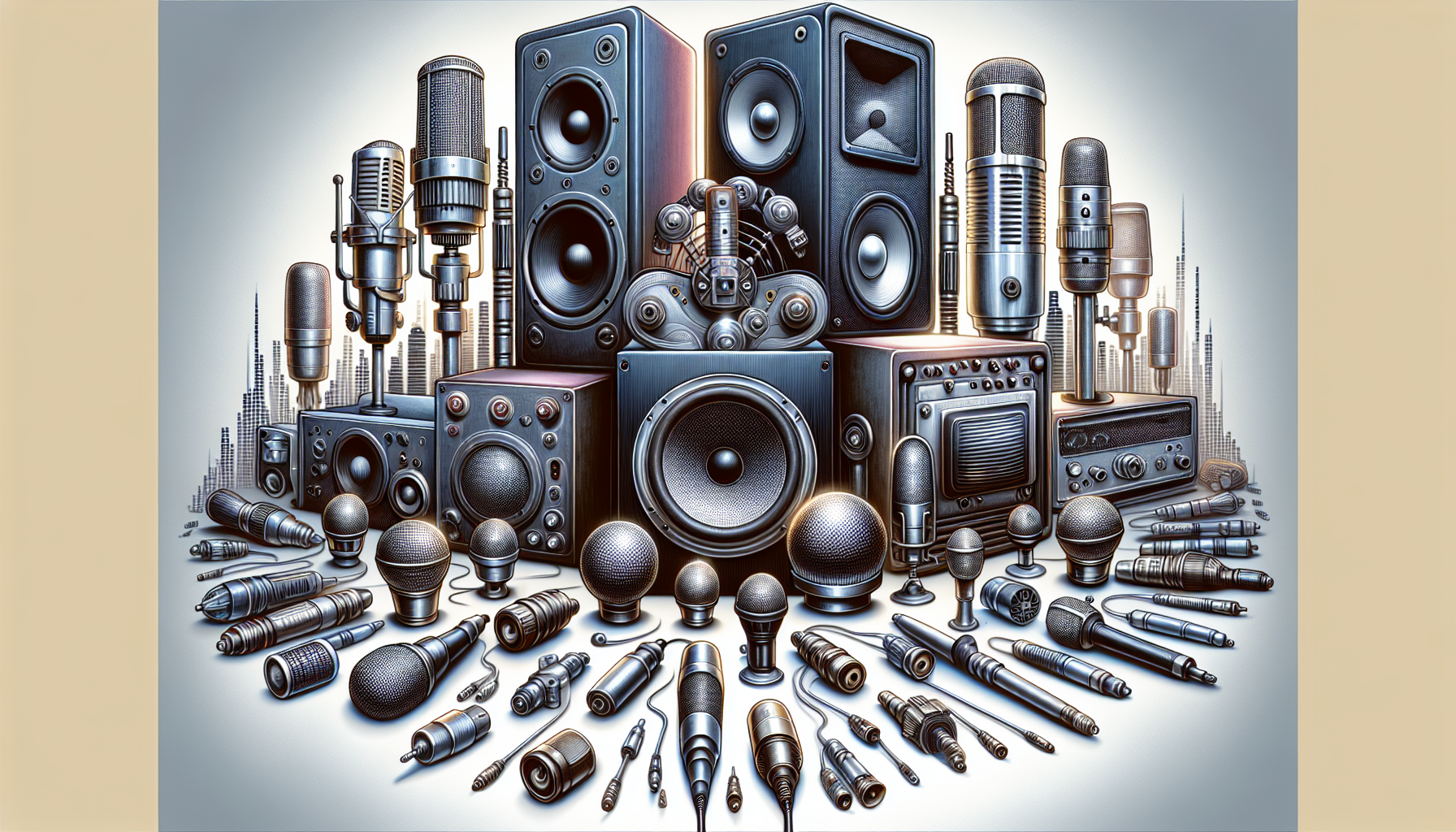 Illustration of speakers and microphones