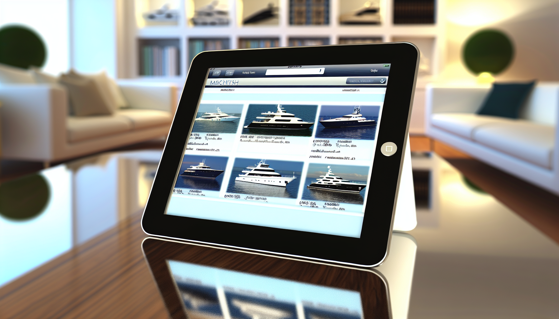 Online yacht listings on a digital device