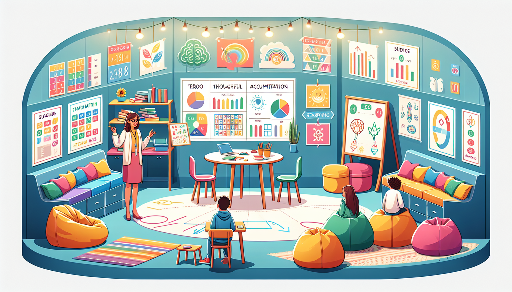 An illustration depicting accommodations made for students with ADHD in a classroom setting.