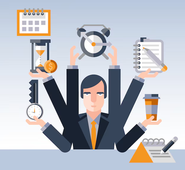 Time management businessman. Source: https://www.freepik.com/free-vector/time-management-businessman_4663532.htm#fromView=search&page=1&position=3&uuid=c087edb3-d355-4e23-9312-68b9e3f0cc67