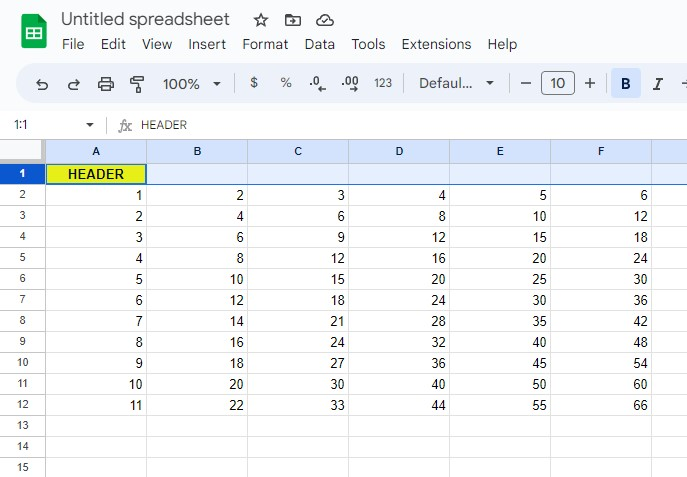 Freeze a row in Google Sheets