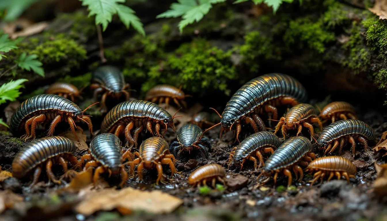 Different species of woodlice displayed together for comparison.