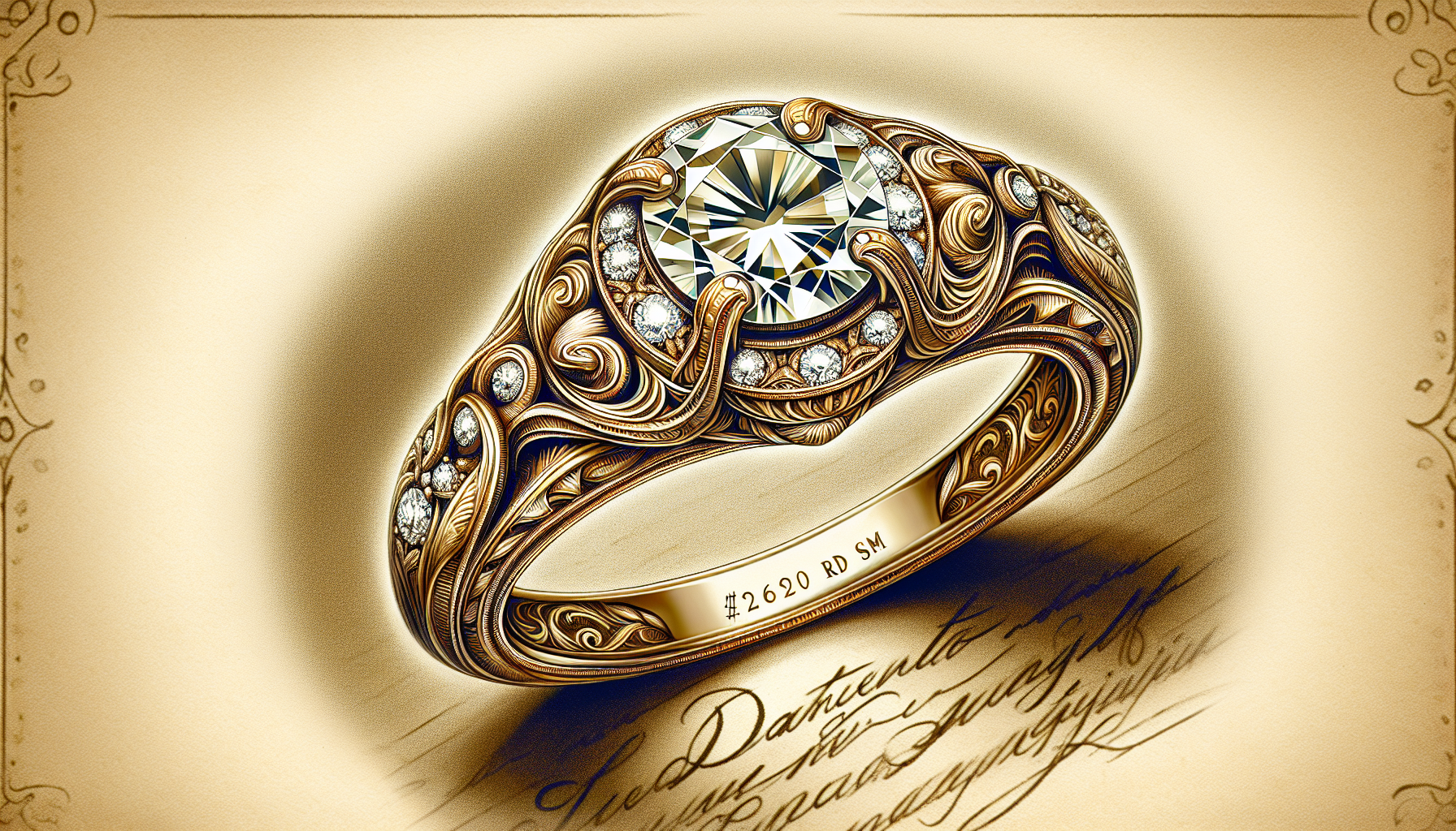 Illustration of Dantela Style #2620 RD SM Vintage Engagement Ring