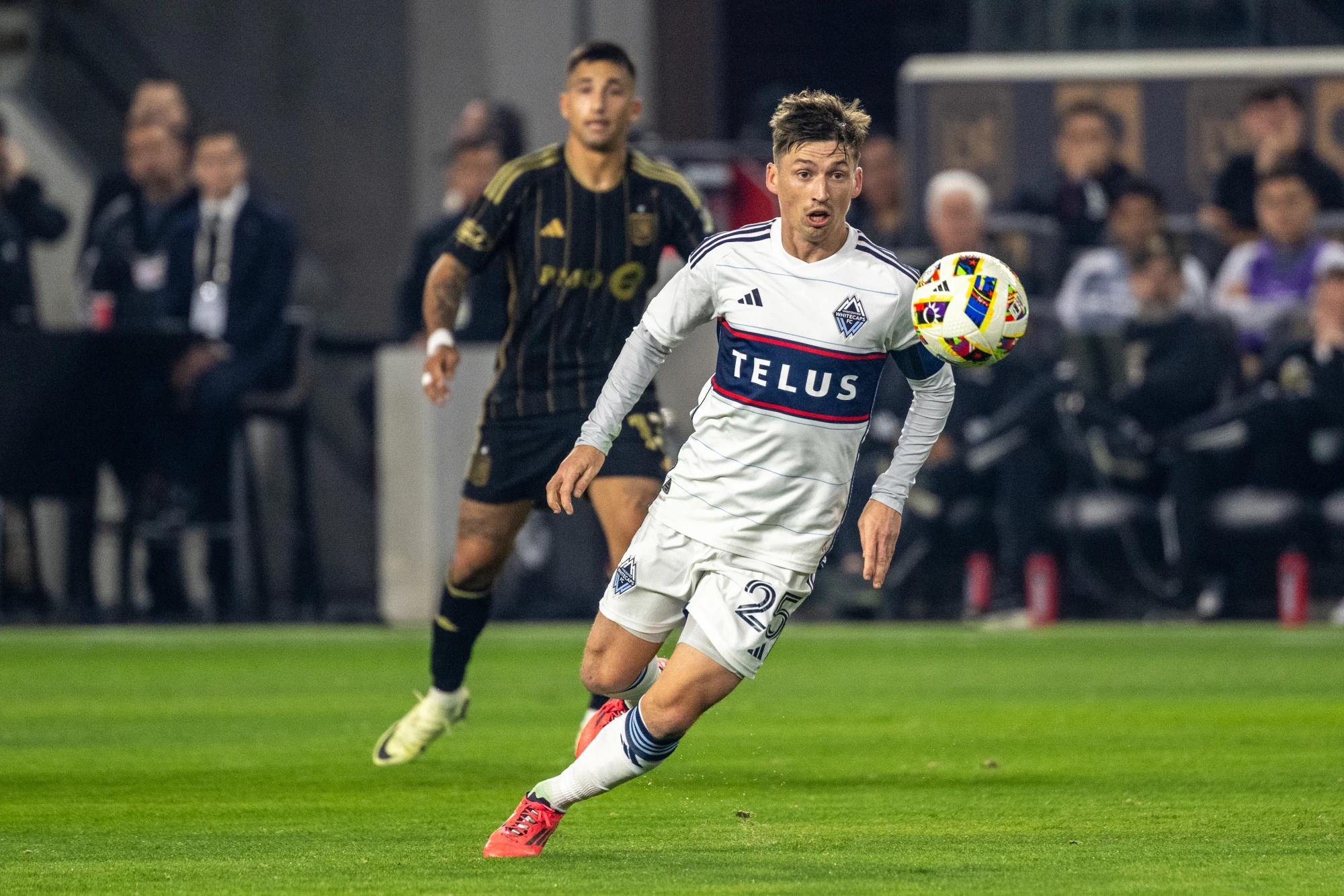 Ryan Gauld of Vancouver Whitecaps during the match against Los Angeles FC at BMO Stadium on November 8, 2024 in Los Angeles, California. 