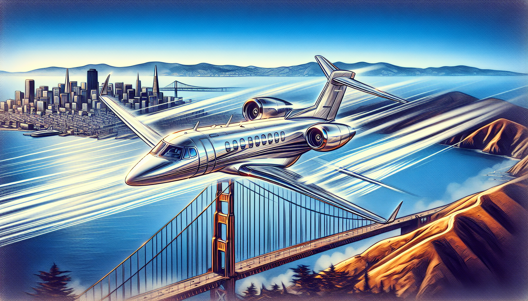 Private jet flying from Hayward to San Francisco