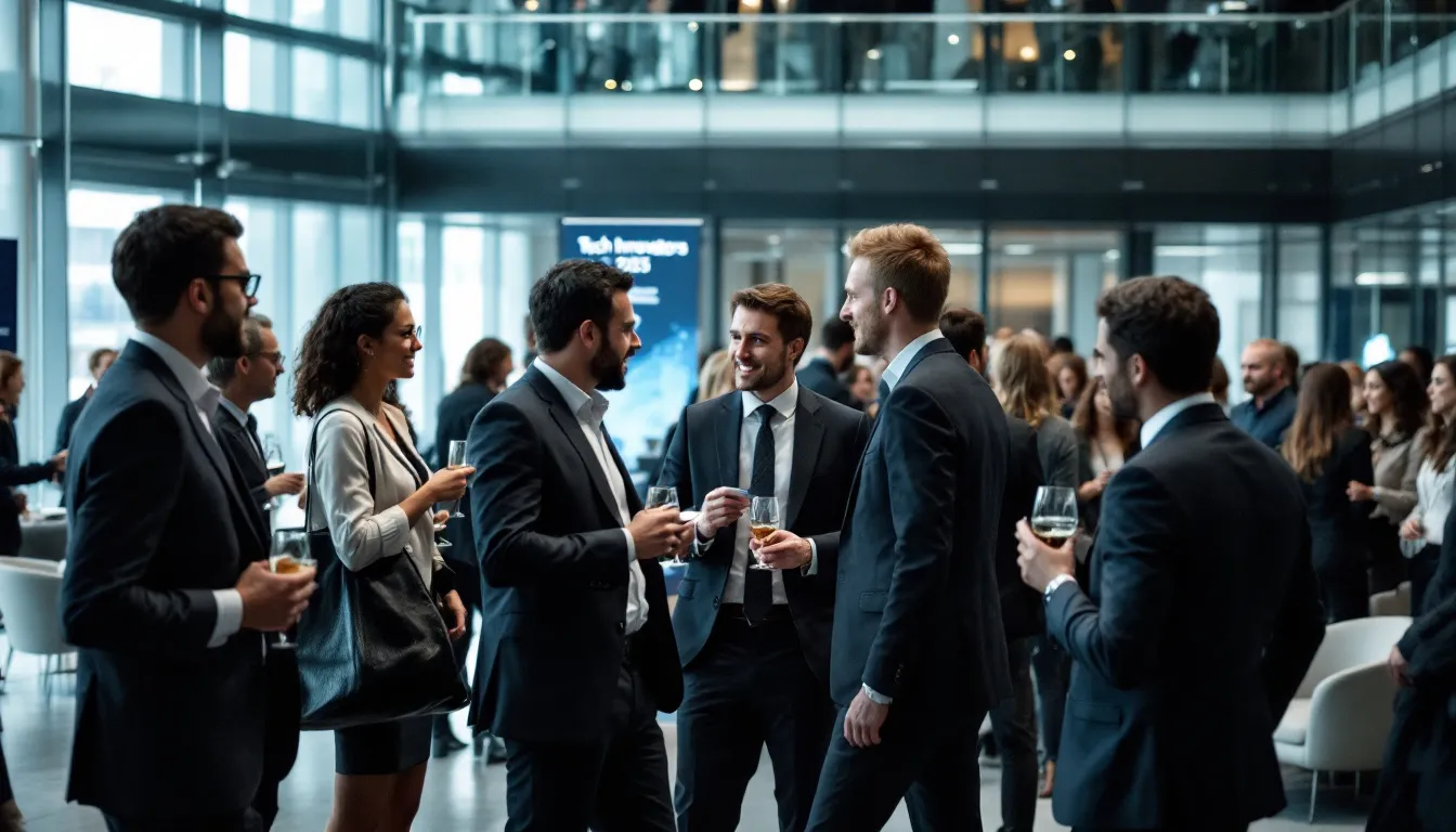In a bustling professional networking event, individuals are engaged in conversations while exchanging business cards, showcasing their expertise and skills. This gathering serves as a valuable opportunity for professionals to connect, share knowledge, and explore potential career advancements in their respective fields.