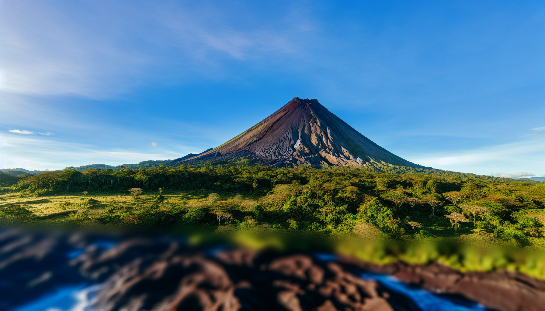 Arenal Volcano in Costa Rica during the dry season