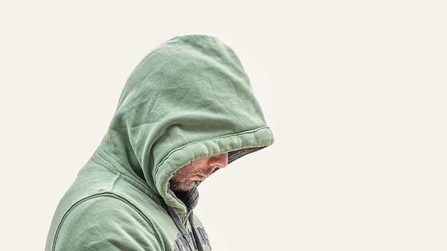 hooded, man, green