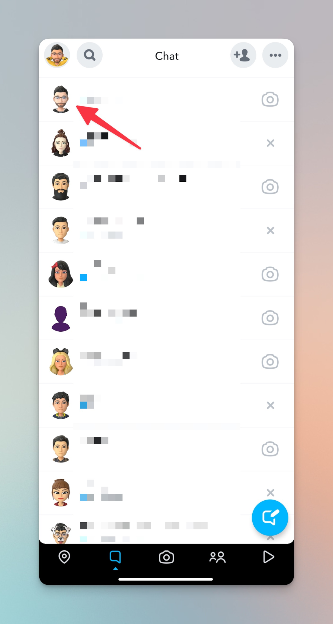 Remote.tools pointing to friend's profile to start a video call with Snapchat friends
