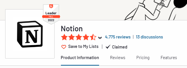 notion reviews on g2.com